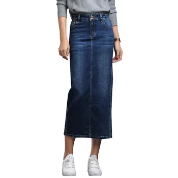 

Women Denim Skirt Long Saia Jeans Women's Skirt Denim Pencil Skirts For Women Autumn Vintage Black Long Skirts Female Saia