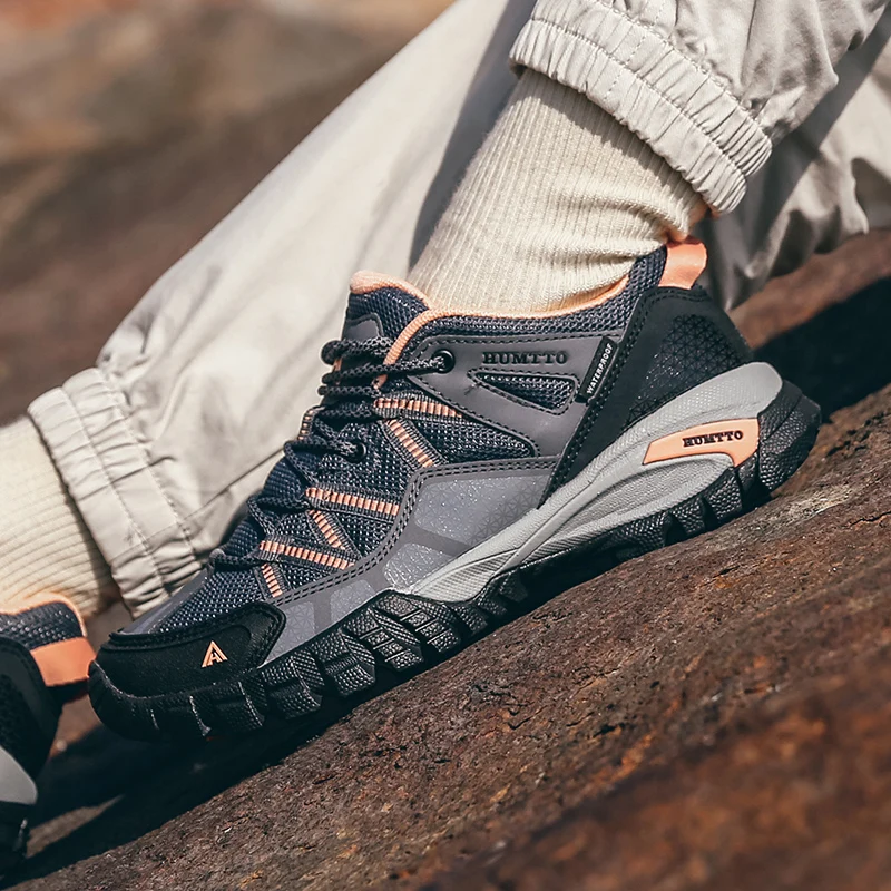 Hiking Shoes Mens Breathable Lace Up Trekking Boots Cushioning Outdoor Climbing Tourism