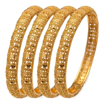 24k 4pcs Wedding Bangles For Women Eritrean/Ethiopian Jewelry Gold Plated Bangles Bracelets Women - Image 6