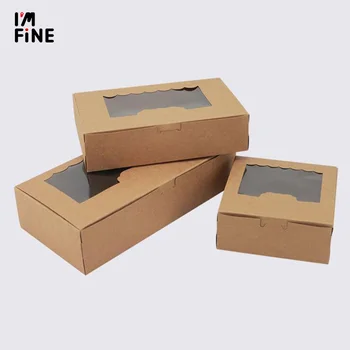 

20Pcs Paper Gift Box With Window Kraft Paper Cake box Food Candy Cookies Cupcake packaging box window paper cupcake box