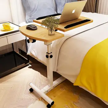 

Movable bedside computer table easy lifting folding desk lazy bedside table assembly small table on the bed with wheel