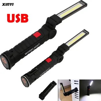 

Portable 5 Mode COB Flashlight Torch USB Rechargeable LED Work Light Magnetic COB Lanterna Hanging Tent Lamp Built-in Battery