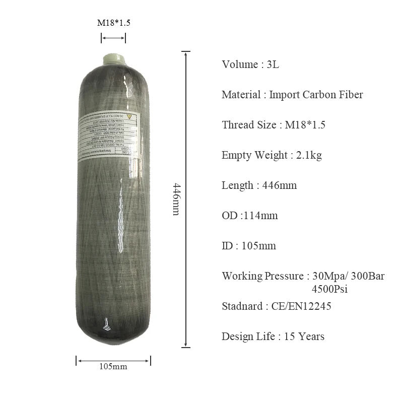 AC103 Acecare 3L CE 300BAR PCP цилиндр из углеродного волокна HPA Пейнтбол сжатый Танк Airforce Condor/пневматическая винтовка/Воздушный пистолет для охоты