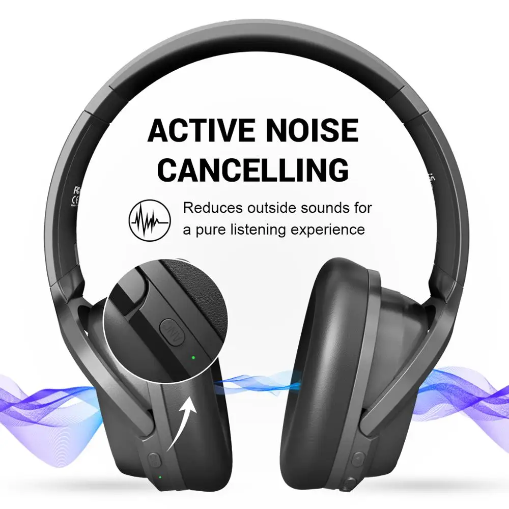 EKSA Wireless Headphones E5 5 0 Bluetooth Headphone Active Noise Cancelling Foldable Wireless Headset With Mic 920mAh For XIAOMI