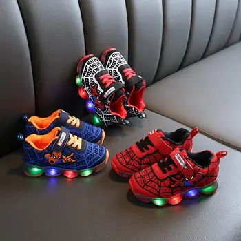 

Spider man Kids Shoes With Lights Autumn Winter Toddler Boys Glowing Sneakers Children's Sports Shoes Girls Warm Led Sneakers