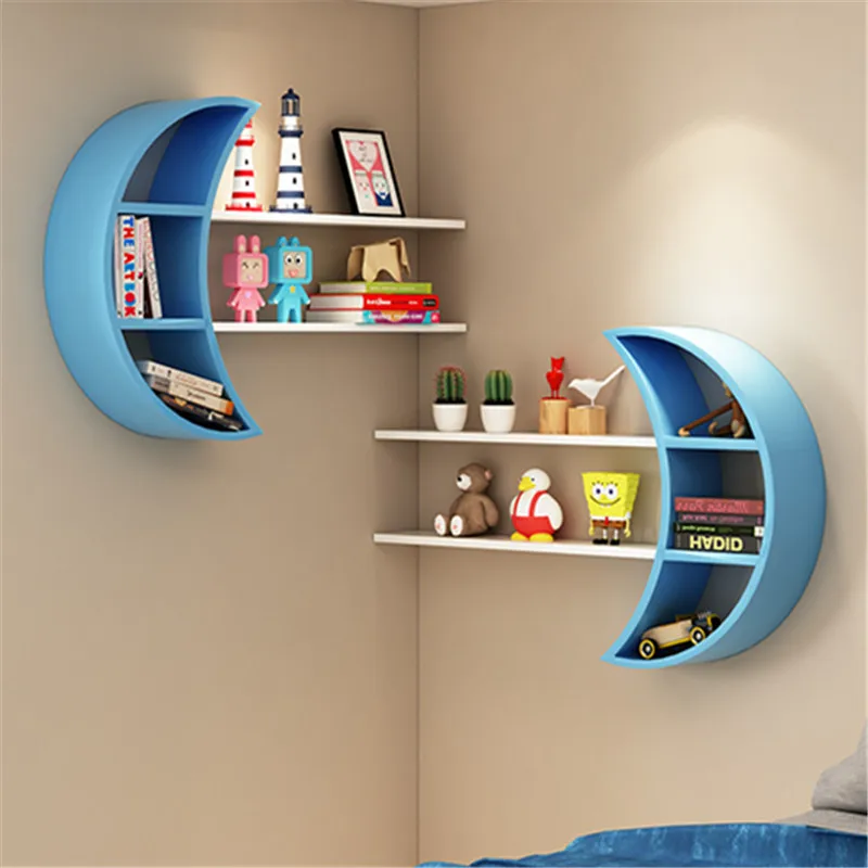 Hht Creative Moon Wall Mounted Rack Wooden Board Storage Shelf Living Room Children S Room Decorations Shelves Bookshelf Decorative Shelves Aliexpress hht creative moon wall mounted rack wooden board storage shelf living room children s room decorations shelves bookshelf