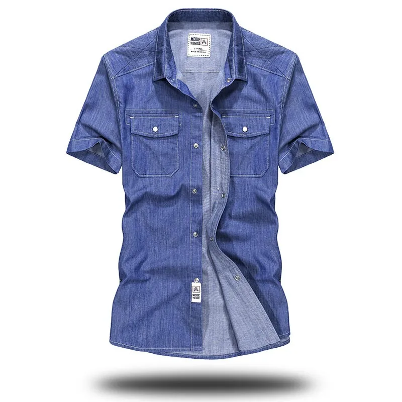 Light blue Бренд Tide-одежда мужские повседневные рубашки с коротким рукавом тонкая летняя хлопковая рубашка синего цвета - Цвет: Light blue