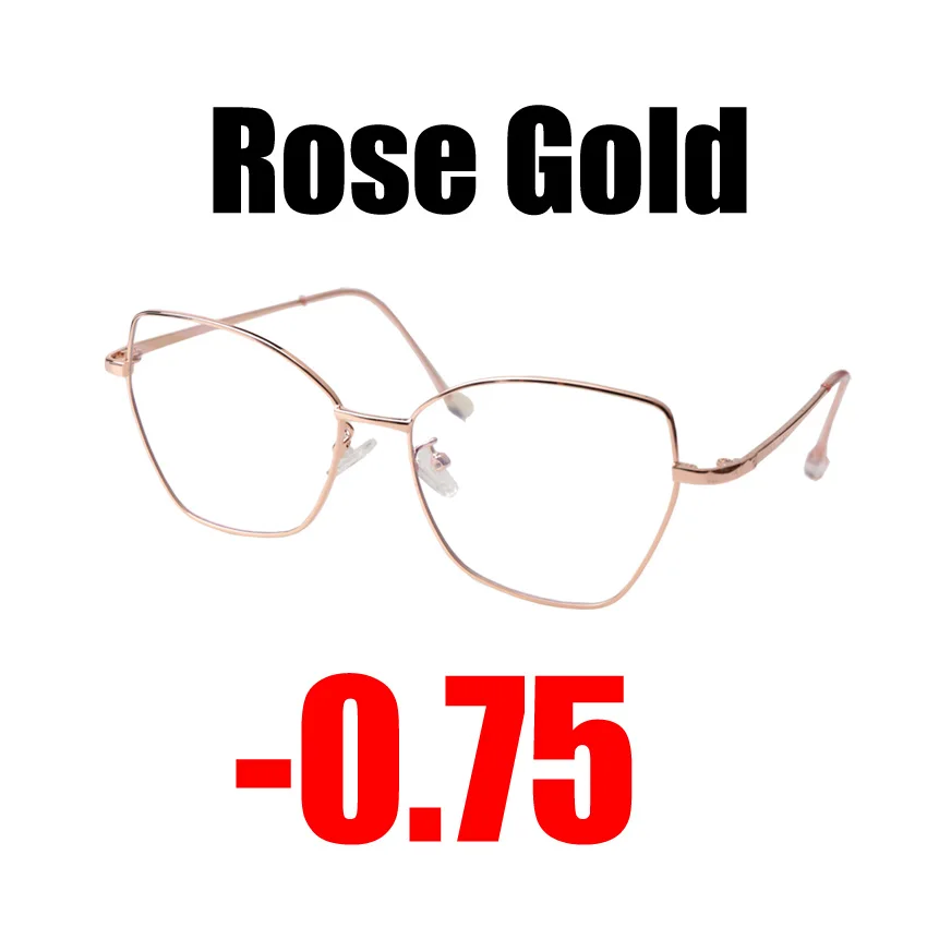 SOOLALA Ультралегкая оправа с бабочкой, очки для близорукости по рецепту, женские очки, оптические линзы, диоптрийные очки от-1,0 до-4,0 - Цвет оправы: Rose Gold -0.75