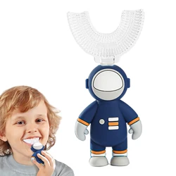 Cepillo de dientes en forma de U para niños, de silicona, 360 °, Limpieza Profunda, cuidado bucal, astronauta, herramienta de mano