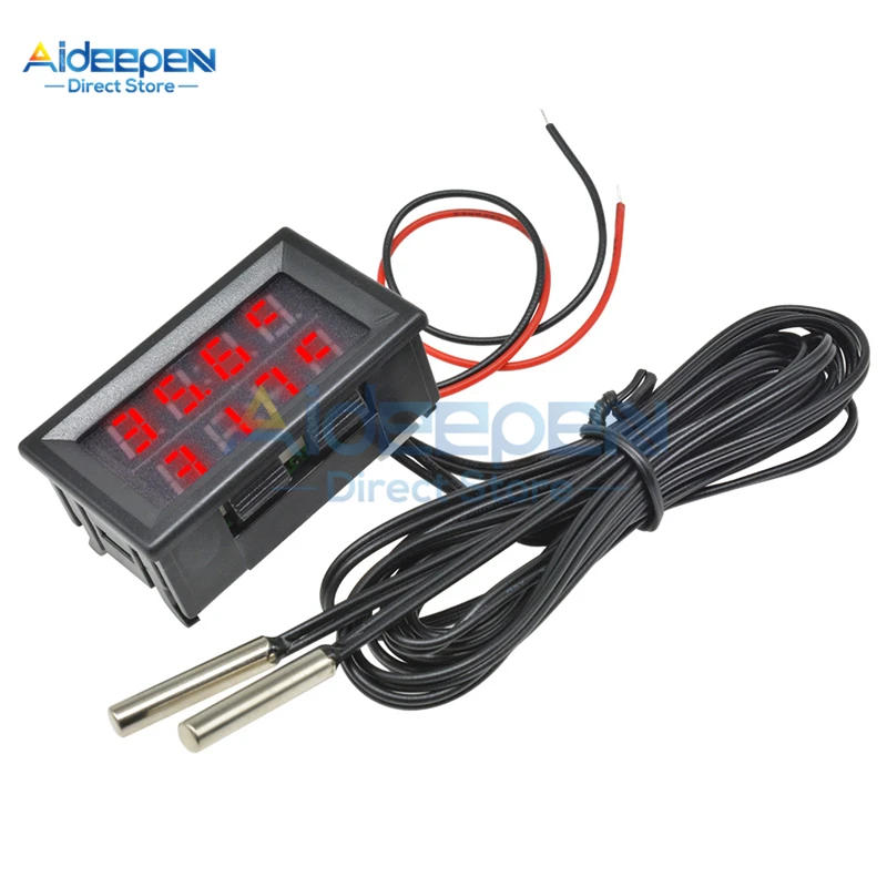 Мини DC 4 V-28 V 0,28 дюймов светодиодный цифровой термометр с двойным дисплеем w/NTC водонепроницаемый металлический датчик температуры тестер для внутреннего использования - Цвет: Red Red 4 Bit