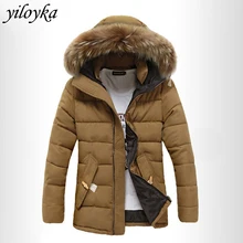Новая зимняя куртка для мужчин плюс Вельветовая плотная теплая парка пальто с большим мехом и капюшоном мужские куртки верхняя одежда парка Hombre пальто для мужчин размера плюс