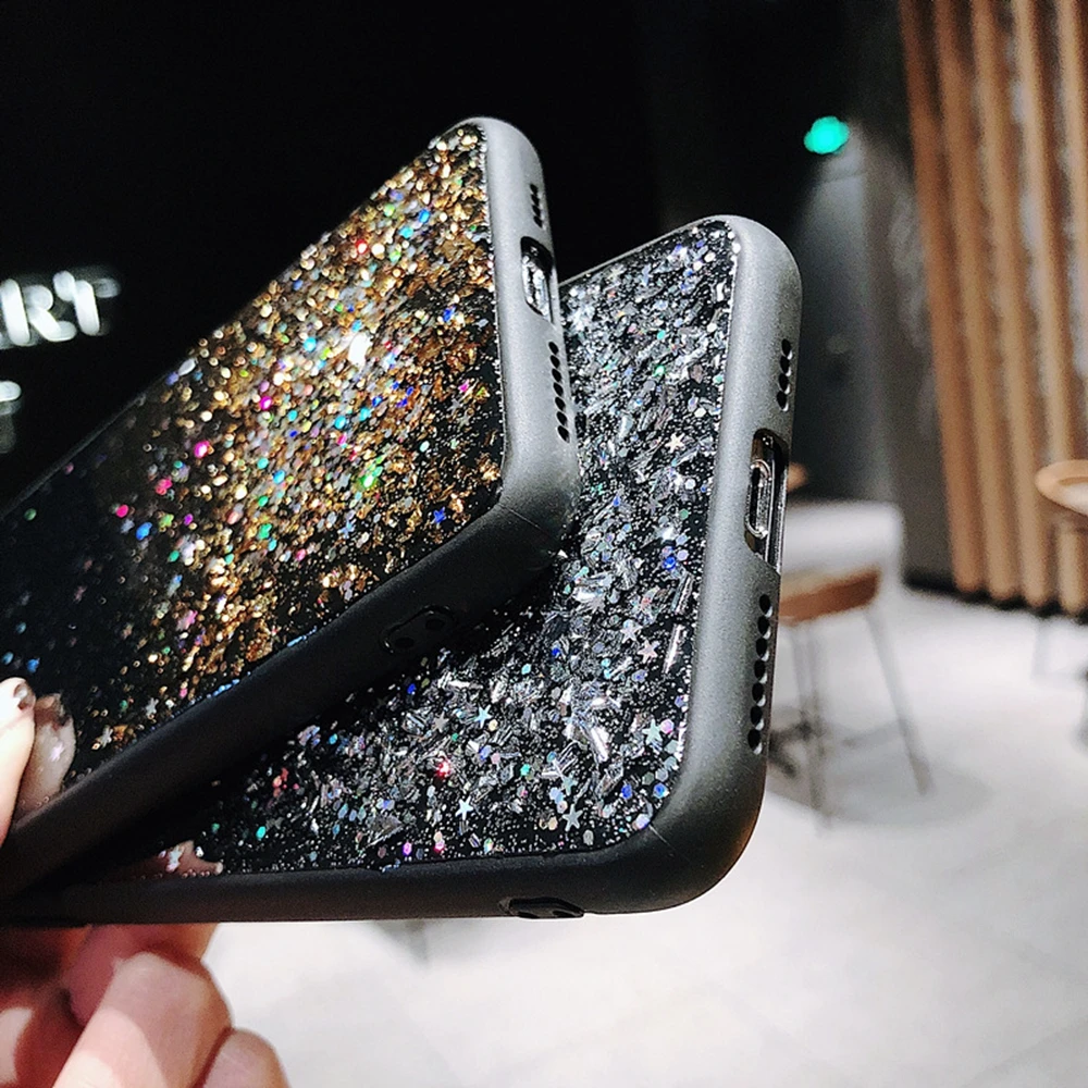 Блестящий Золотой фольгированный чехол для телефона для iPhone 11 Pro Max XS XR Bling Star чехол для телефона для iPhone 6S 7 8 Plus Чехол для мобильного телефона