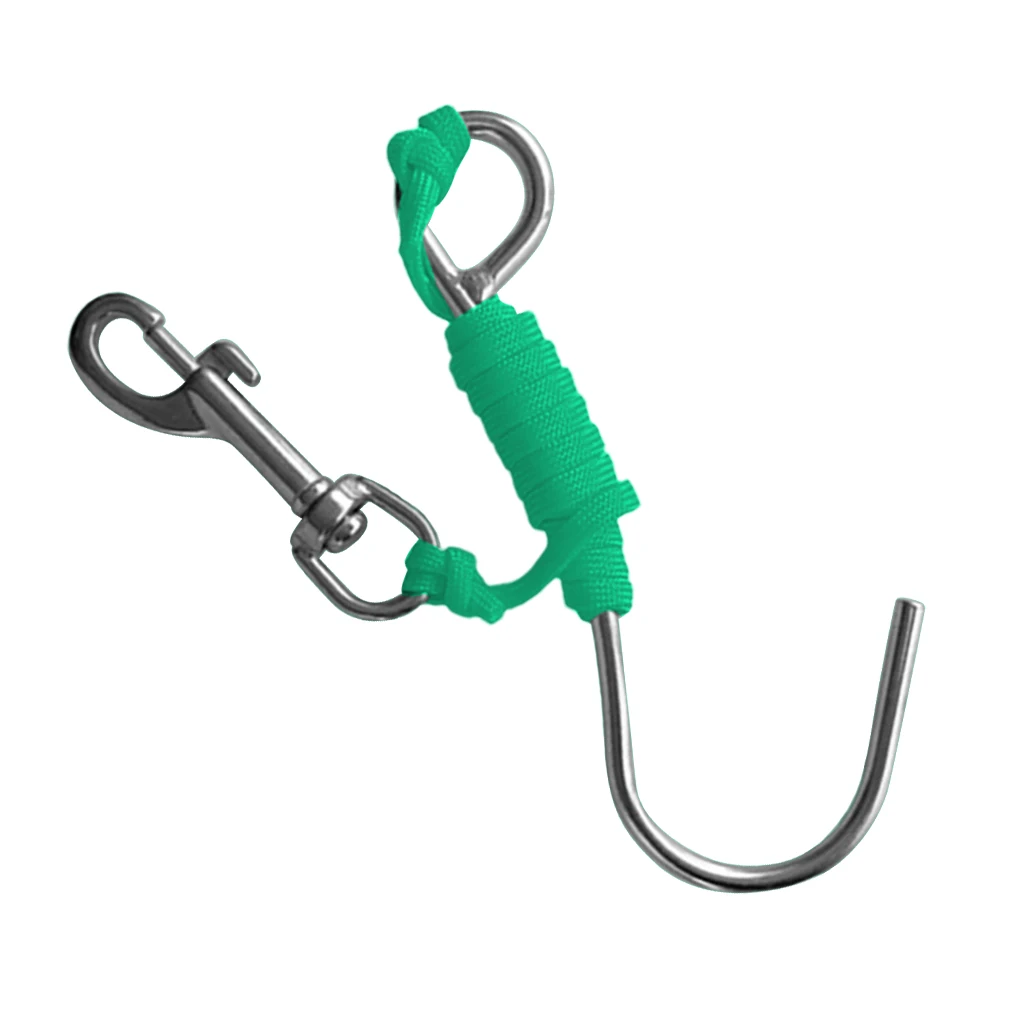 Scuba Diving Reef Drift Hooks With 120cm Line & Stainless Steel Clip Single Reef Hook Scuba Diving Reef Drift Hooks With 120cm Line & Stainless Steel Clip Single Reef Hook