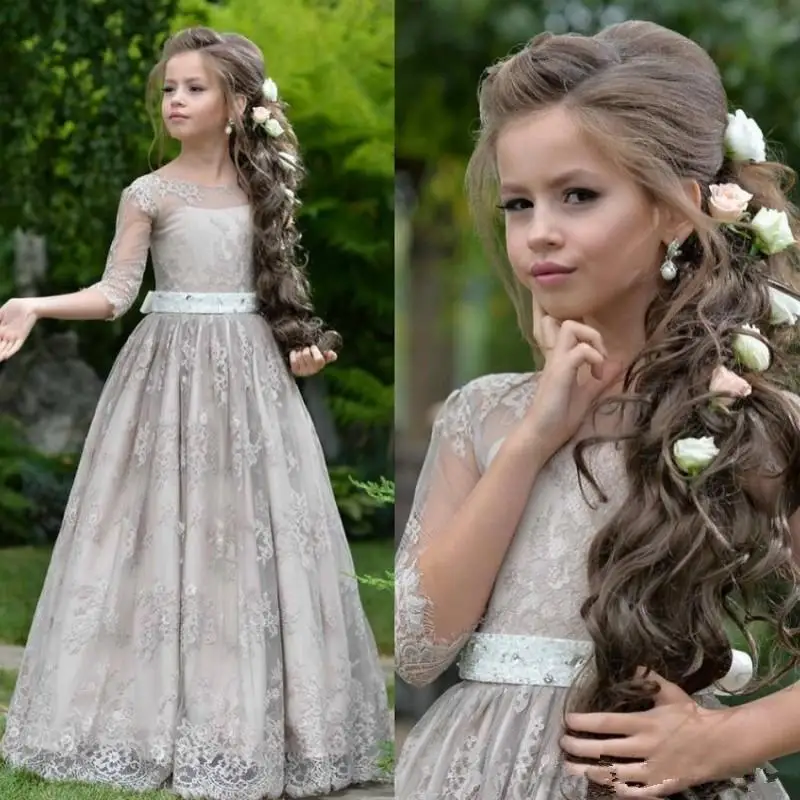 feather flower girl dresses