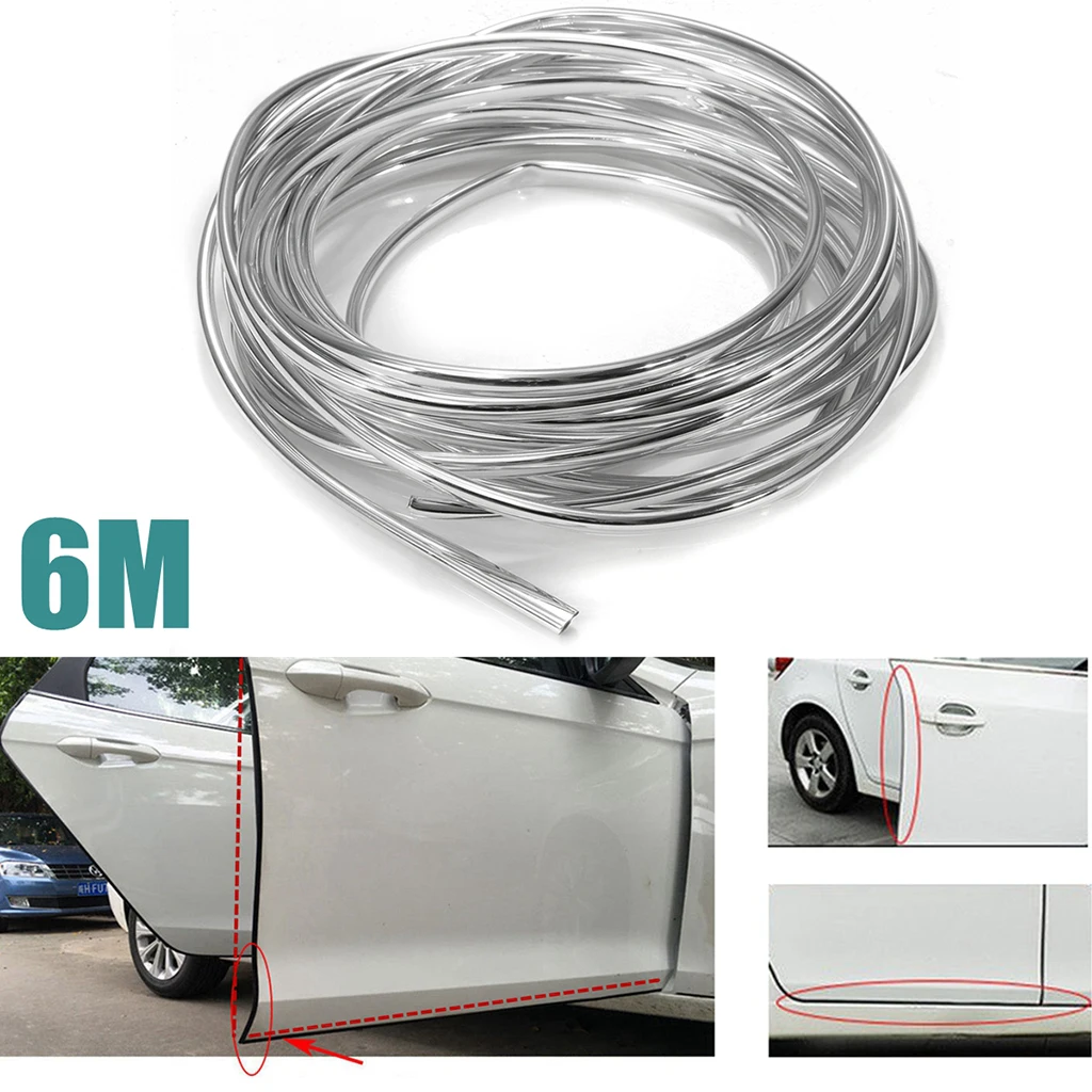 6M Car Door Edge Guards Edge Trim Rubber Seal Protector Car Protection Door Edge Insulation Silver