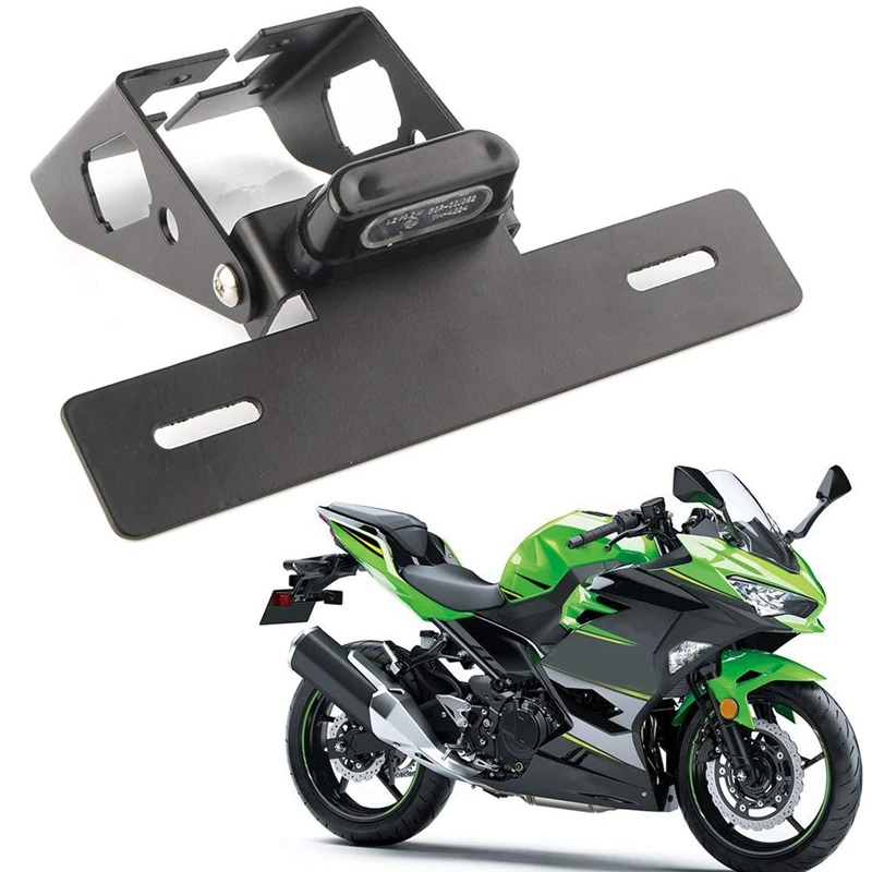 Motorcycle License Plate Holder Bracket with Led Light Compatible with