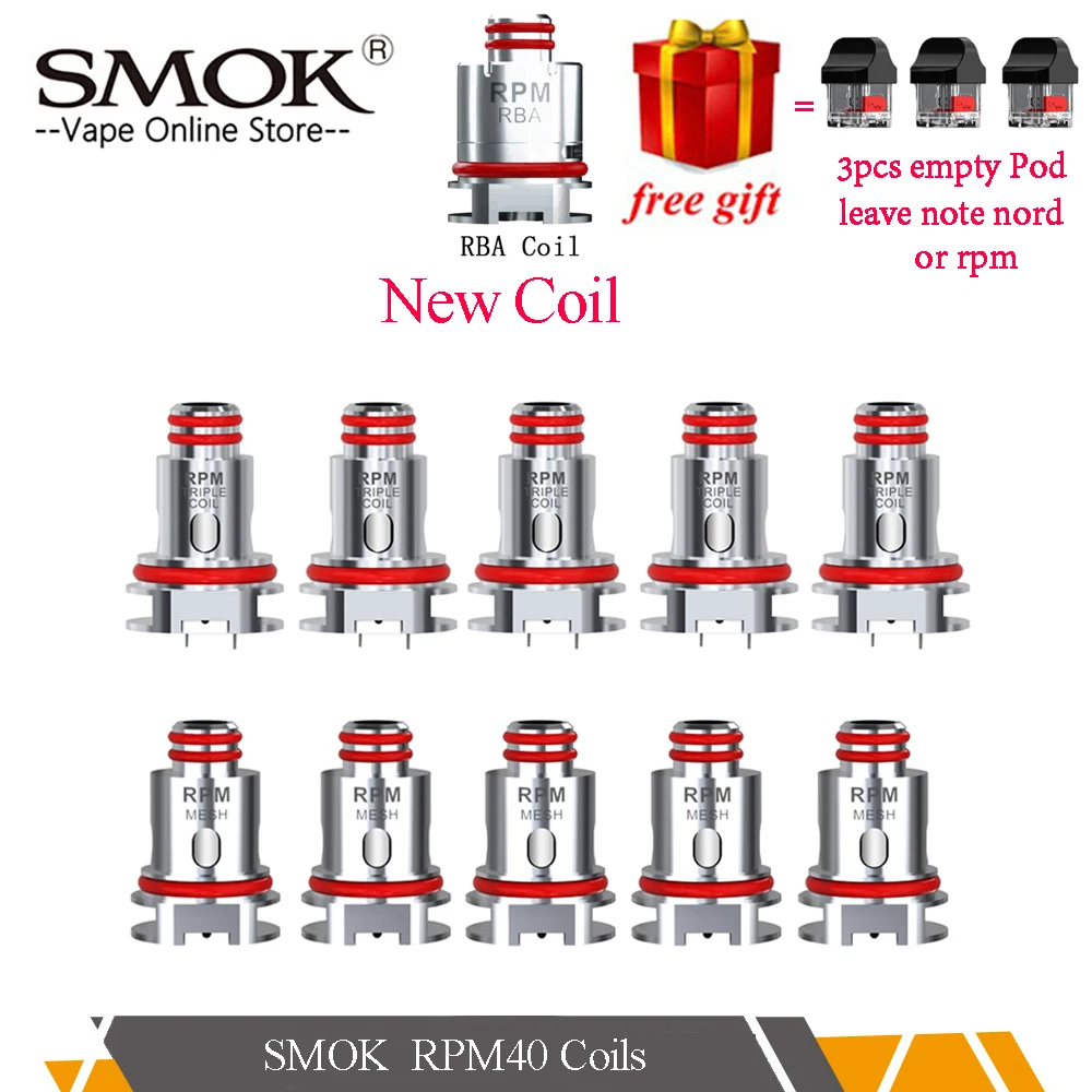 

SMOK Nord&RPM Replace Coil Mesh 0.4ohm Triple 0.6ohm Quartz 1.2ohm SC 1.0ohm RPM Replacement Coil RBA Core For RPM40 Pod Kit