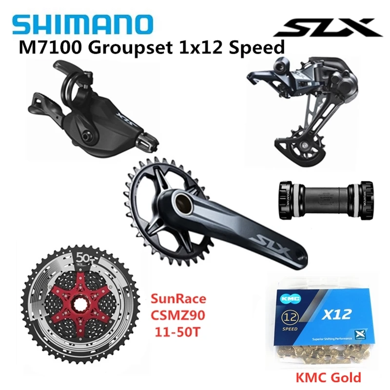SHIMANO DEORE SLX M7100 комплект горного велосипеда MTB 1x12 speed 11-50T FC+ SL+ RD+ CSMZ90+ KMCX12 с MT800BB M7100 12 speed Groupset - Цвет: 4 Groupset