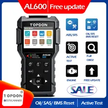 TOPDON ArtiLink600 OBD2 Scanner Car Diagnostic Tool Automotive Scan Auto Diagnostics ABS SRS Engine Test Autoscanner Free Update