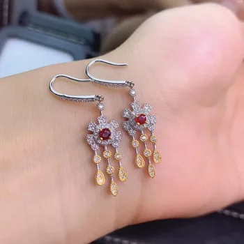 

Natural And Real ruby earring gemstone Jewelry 925 sterling silver for women Earring Party Ring