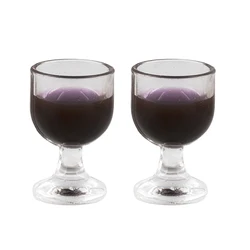Accessoires miniatures pour maison de poupée 1/12, 2 pièces, Mini gobelet à vin, Simulation de tasse à vin rouge, modèle de jouet pour décoration de maison de poupée 