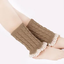 Chaussettes chauffantes d'hiver pour femmes, épaisses et chaudes, tricotées, couvre bottes au Crochet, en dentelle, extensibles 