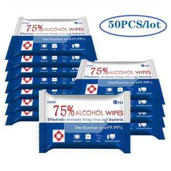 

50 sheets=5 bags Alcohol Wipes Disinfection Antiseptic Cleaning Sterilization Wipes Wet Wipes wholasale