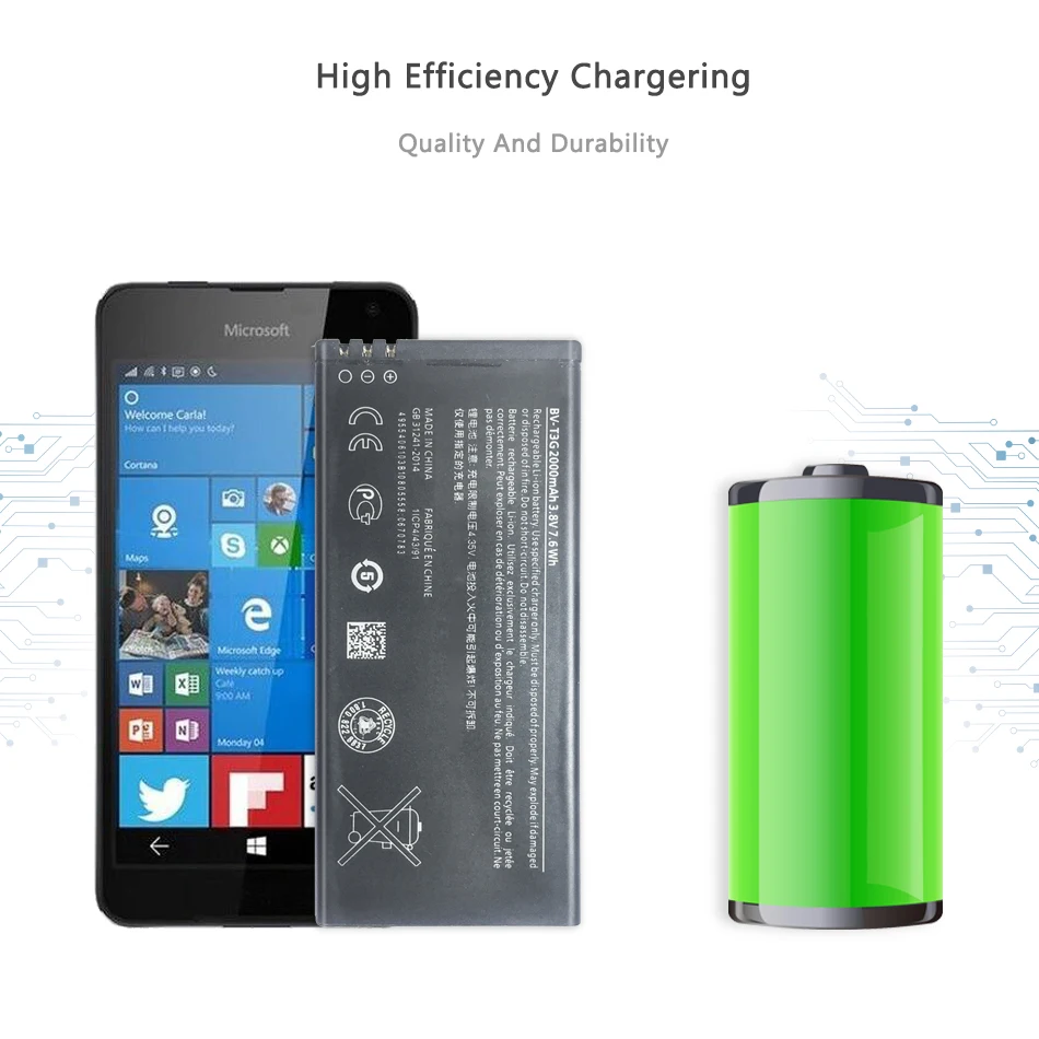 BV T3G BVT3G литий ионная батарея мобильного телефона для Nokia microsoft Lumia 650 RM 1154 батареи