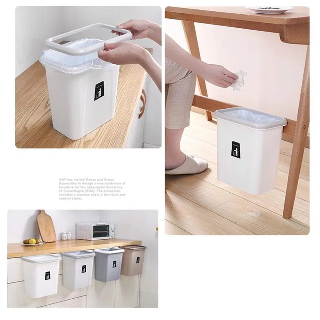 S5#Hanging Push-top Trash Can Automatic Return Lid for Fruit Vegetable Seedcase home tool