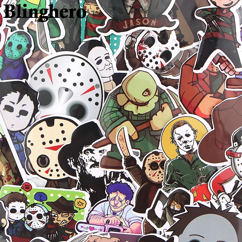 

CA498 Wholesale 20 Sets /Lot 35pcs/Set Black Friday Horror Sticker Decal for Graffiti Car Skateboard Luggage Laptop Sticker
