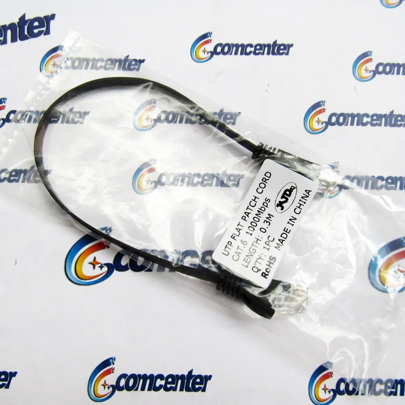 

1ft 30cm Ethernet Cable RJ45 1ft Black Cat6 Ultra-Thin Flat Patch Network Internet UTP