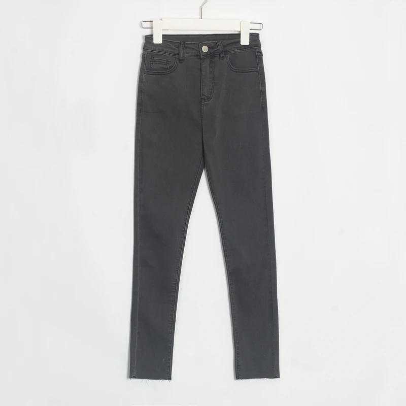 Wixra узкие джинсовые штаны-карандаш с высокой талией и длиной до щиколотки, растягивающиеся базовые обтягивающие бархатные джинсовые брюки на весну и осень - Цвет: Gray18616