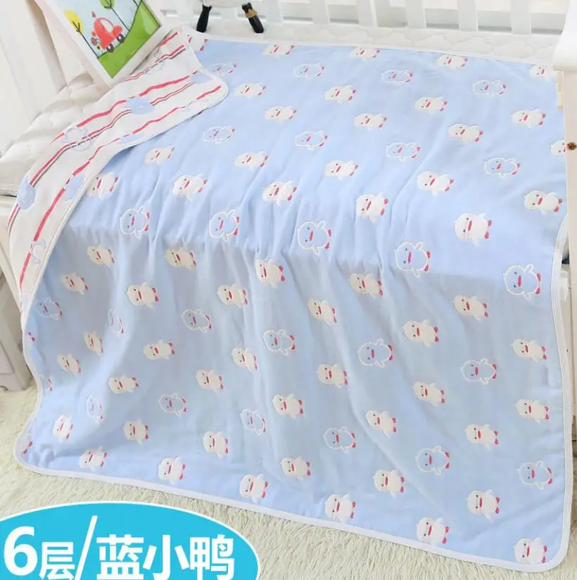 Детские пеленки-одеяла для маленьких девочек, 6 слоев чистого хлопка для детей 0-6 лет, детская кровать для малыша, постельные принадлежности - Цвет: YJM001G
