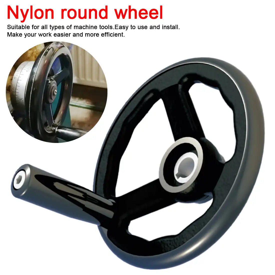 Metal 3.9" Diameter Hand Wheel Revolving Handle Grinders Hand Wheel For