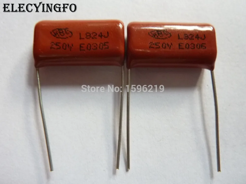 50pcs CBB 824 250V 824J 0.82uF 820nF P20 Metallized Polypropylene Film Capacitor | Электронные компоненты и