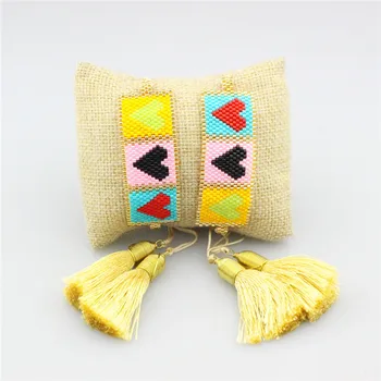 

adjustable 10pcs/lot Fashion miyuki seed bracelet,multi color heart shape charm tassel,delicate bracelet jewelry cheap wholesale