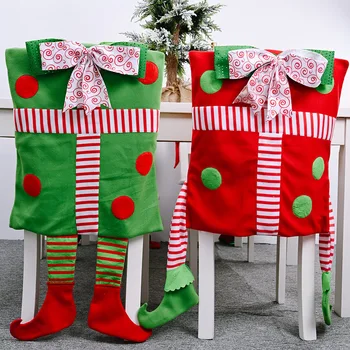 

2020 Long Leg Cap Gift Elf Cover Christmas Ornament Dinner Table Party Red Green Hat Back Covers Xmas Decorations for Home