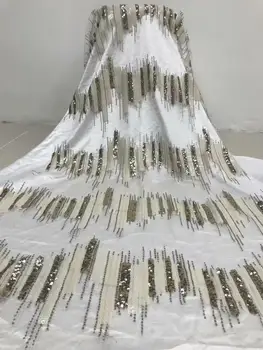 

African Sequins Cord Lace Fabric High Quality French Sequence Tulle Lace Nigerian Voile Lace Fabrics For Wedding FYUAN320