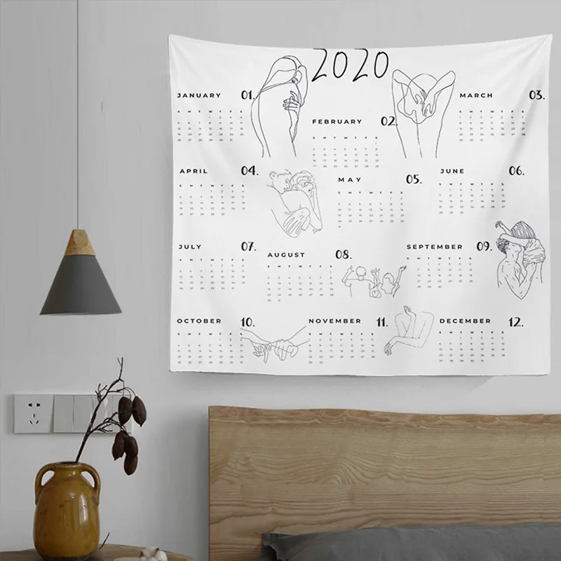 

LISM 2020 creative calendar decoration hanging cloth ins fresh simple tapestry bedroom dormitory decoration personality