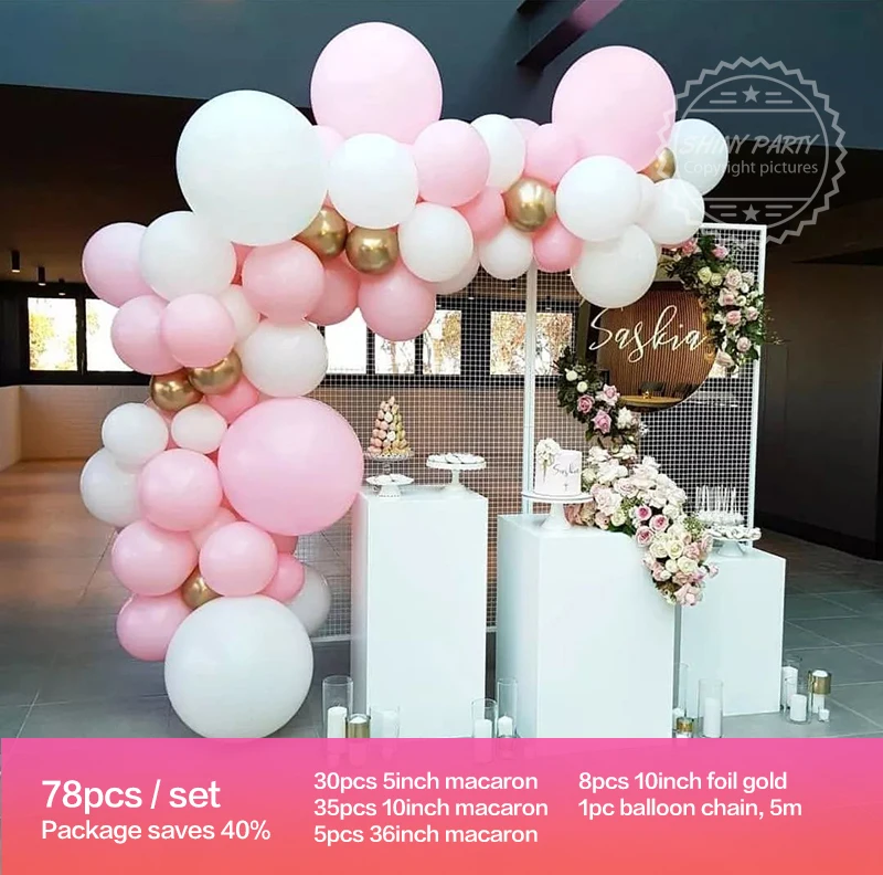 

1set Baby Shower Pink Balloons Garland Arch Ballon Wedding Kids Happy Birthday Party Decorations Wholesale Matt Latex Balloon