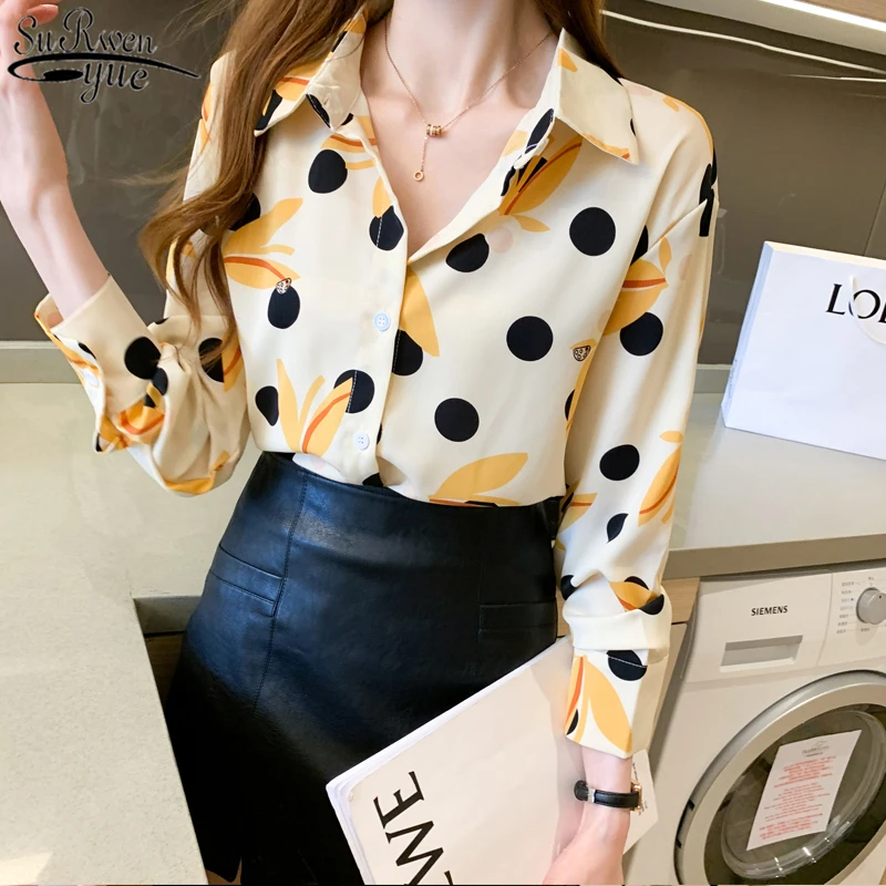 long sleeve print chiffon women blouse shirt Fashion women blouses 2020 blusas feminine blouses OL blouse women tops Z0001 40