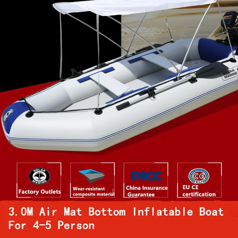 

4 Person Inflatable Boat Fishing Kayak PVC Canoe Dinghy With Air Mat Bottom For Outdoor Water Sport Fishing Drifting Surfing