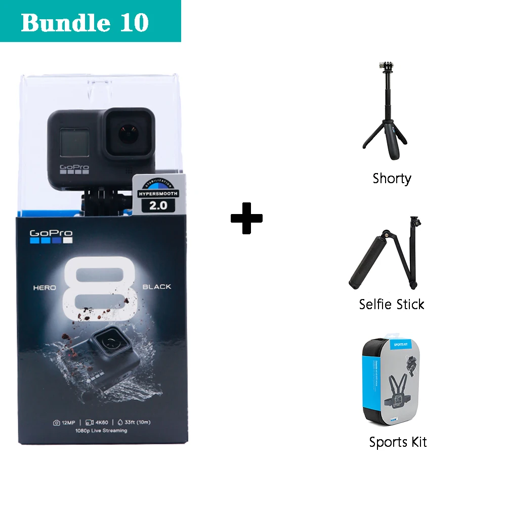 Bundle 10 GoPro HERO 8 черная экшн-камера Профессиональная водонепроницаемая Спортивная камера 4K видео Cam Live Streaming Deportiva - Цвет: Bundle 10