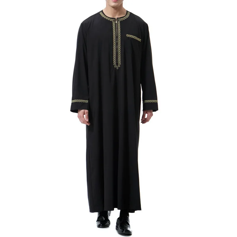 Новое поступление, солидное мужское мусульманское Макси-платье Saudi thebe, мусульманское платье abaya jilbaba, Дубай, для любого случая, осеннее платье jubba thebe