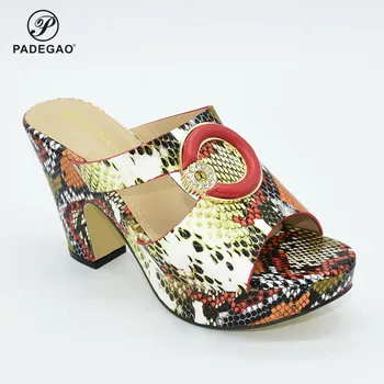 

2020 Orange color Italian Ladies Matching Shoe without Bag PU Leather Nigerian Shoes for Party Women Shoes