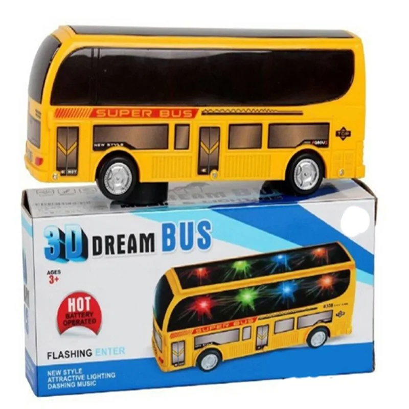 

Children Electric Universal Bus 3D Colorful Light Music Single Double Layer Conversion Campus Bus Boy Toy