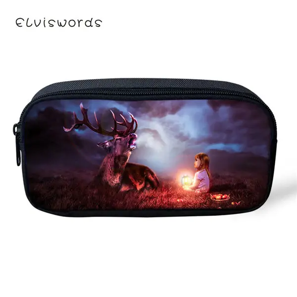 CDWX3904K ELVISWORDS комплект из 3 предметов, детский школьный рюкзак, художественная фантазия, принт оленя, школьные сумки для книг, студенческий рюкзак/мешок с закрылками/Сумка для ручек - Цвет: CDWX3904K