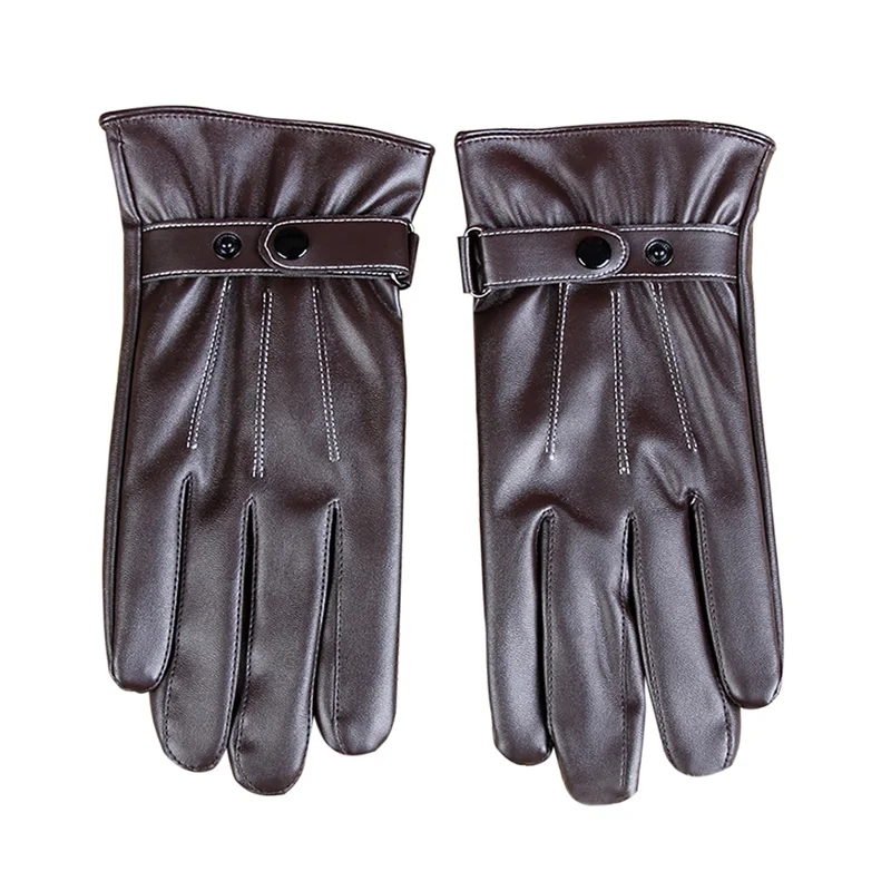 Mens PU Leather Gloves Black Brown Winter Warm Mittens Touch Screen Windproof Velvet Lining Driving Skiing Cycling Glove New |