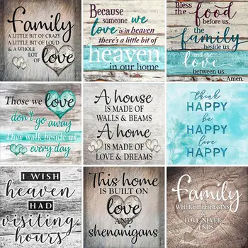 

5D DIY Diamond Painting Home Sweet Text Full Drill Square Happy Family Diamond Embroidery Cartoon Art Kit Hobbies And Crafts