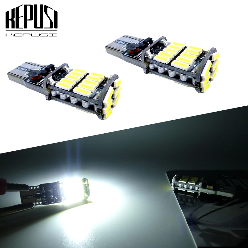 

2pcs T10 LED Bulbs canbus White 168 501 W5W LED Lamp T10 Wedge 4014 26SMD Interior Lights 12V 6000K Side Marker Lamp DRL